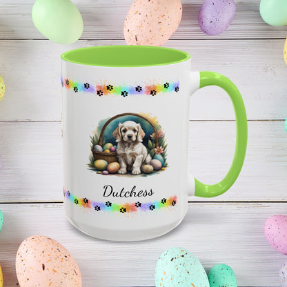 Cocker Spaniel (Light Gold): Personalized Easter Puppy Coffee Mug - Adorable Dog Design, Mental Health Gift, 11oz & 15oz, 12 Color Choices, Easter Gifts & Décor