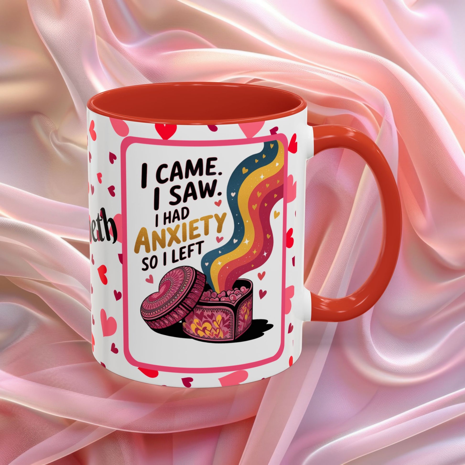 I Came I Saw Valentines mug with bold motivational message, empowering Valentine coffee cup design