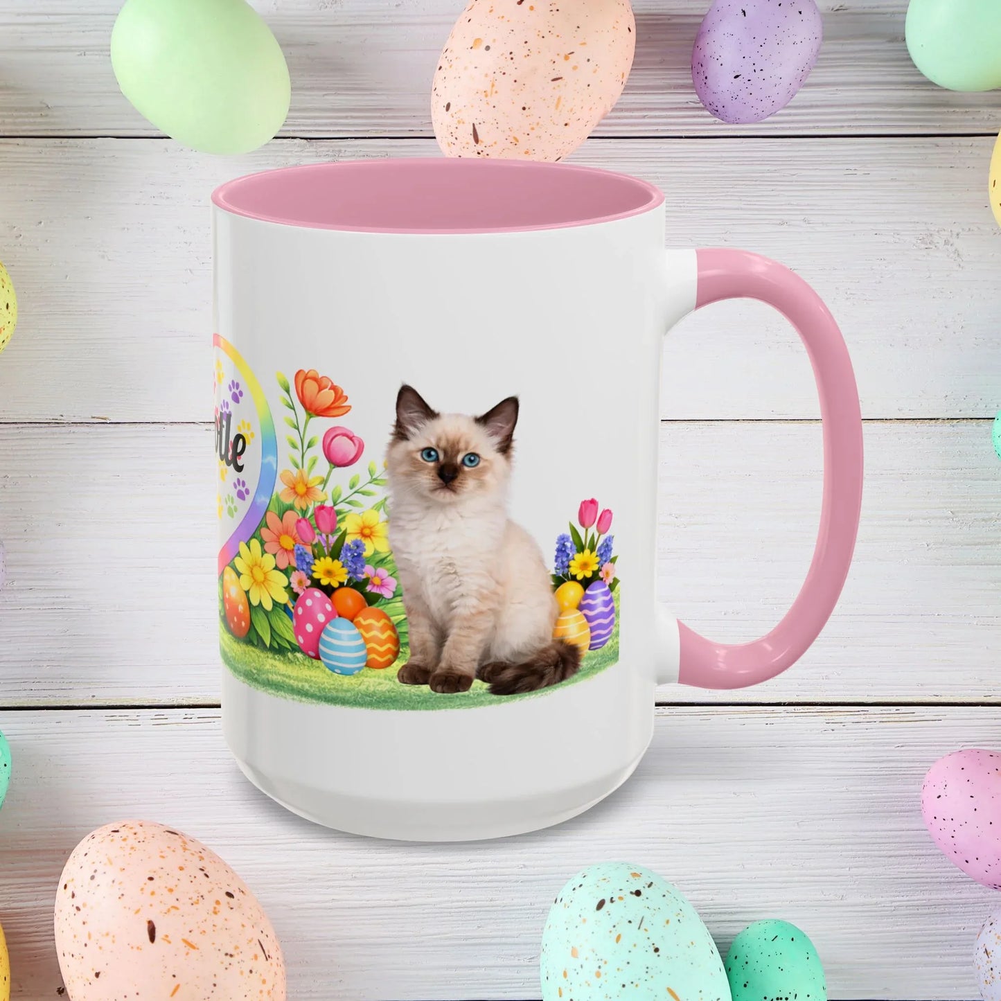 Shop our balinese kitten easter mug featuring the 15oz style option from MySisterIsASurvivor.