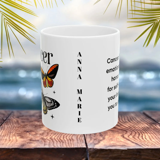 Shop our cancer zodiac white ceramic mug 11oz 15oz featuring the 15oz style option from MySisterIsASurvivor.