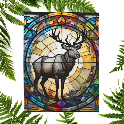A reindeer blanket with stained glass-style art that adds warmth and festive woodland flair.