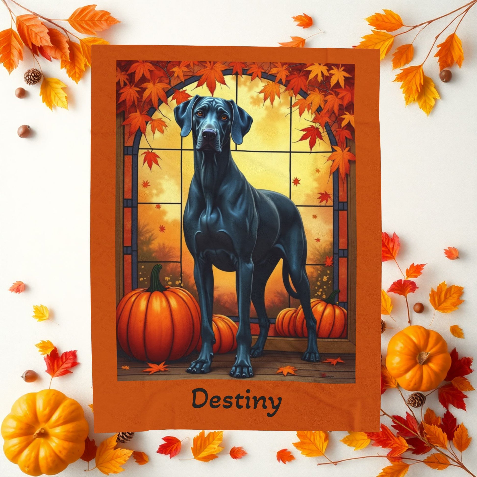 Blue Great Dane velveteen plush blanket, warm soft dog throw, custom gift for Great Dane parents