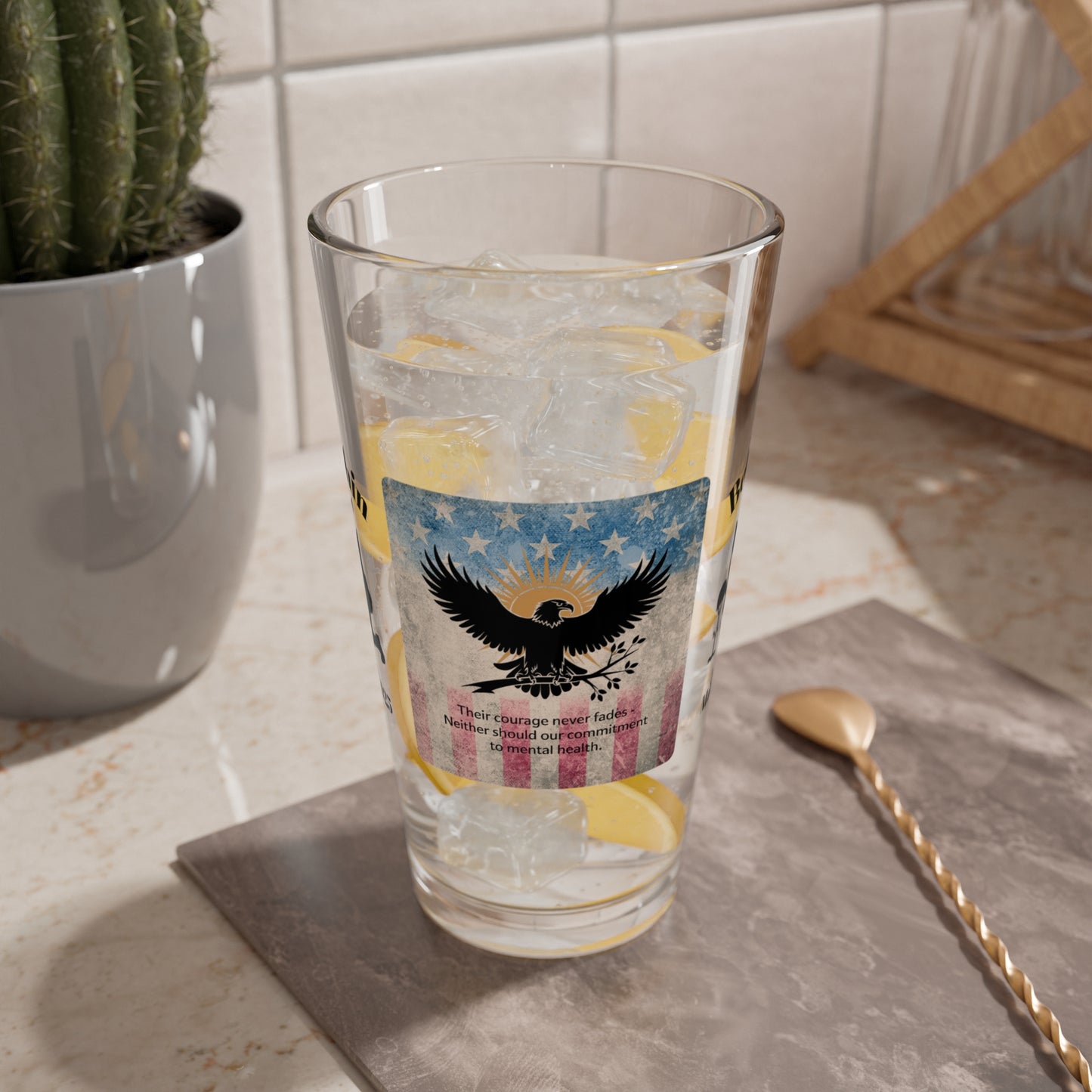Personalized Memorial Day Pint Glass - "Their Courage Never Fades", PTSD Awareness Gift for Veterans & Memorial Days