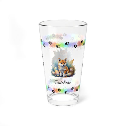 Shiba Inu Personalized Easter Puppy 16oz Pint Glass - Custom Dog Design, Mental Health Gift, Easter Décor, and Festive Celebrations