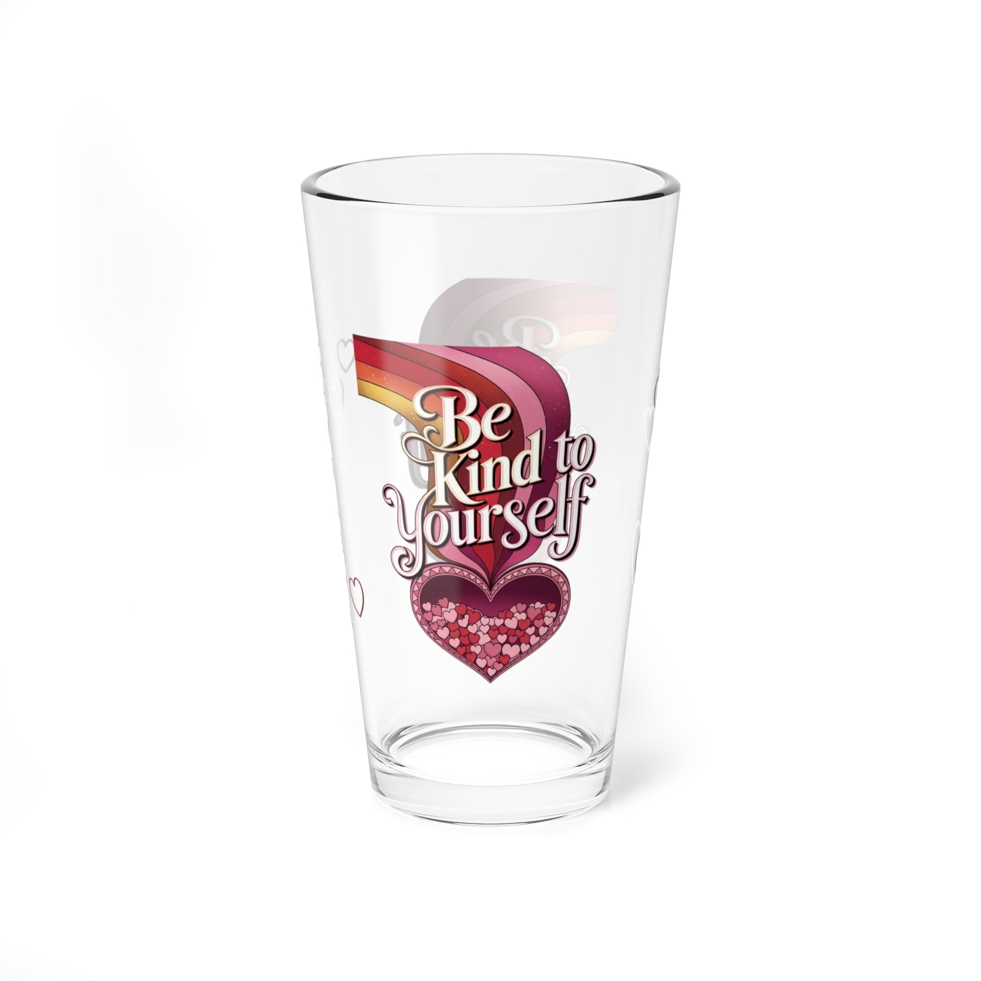 Be Kind To Yourself: Personalized Valentine's Day Affirmation Pint Glass – Valentine's Day Self-Care Gift, Mindful Positivity Drinkware