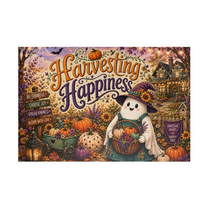 Harvesting Happiness Halloween Puzzle - Witch Ghost with Harvest Basket, Sunflowers, and Pumpkins