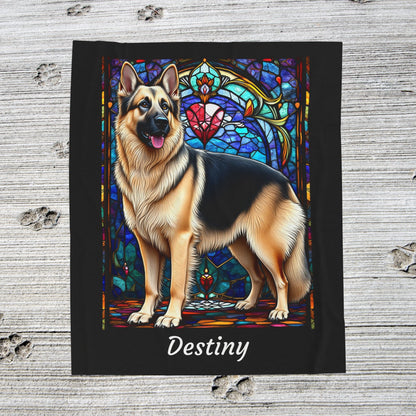 German Shepherd Black & Cream Coat Blanket, Custom Dog Art Throw, Personalized Pet Lover Gift