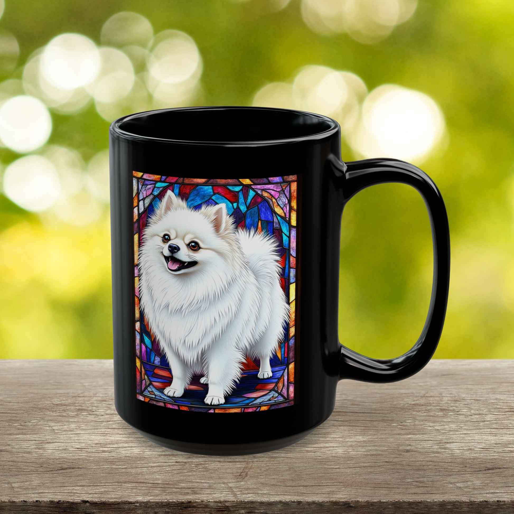 White Pomeranian custom name mug for dog moms and dads