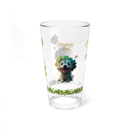 Pawsitive Paddy's Parade: Mindful St. Patrick's Day 16oz Pint Glasses - Festive Design for Positivity & Wellness