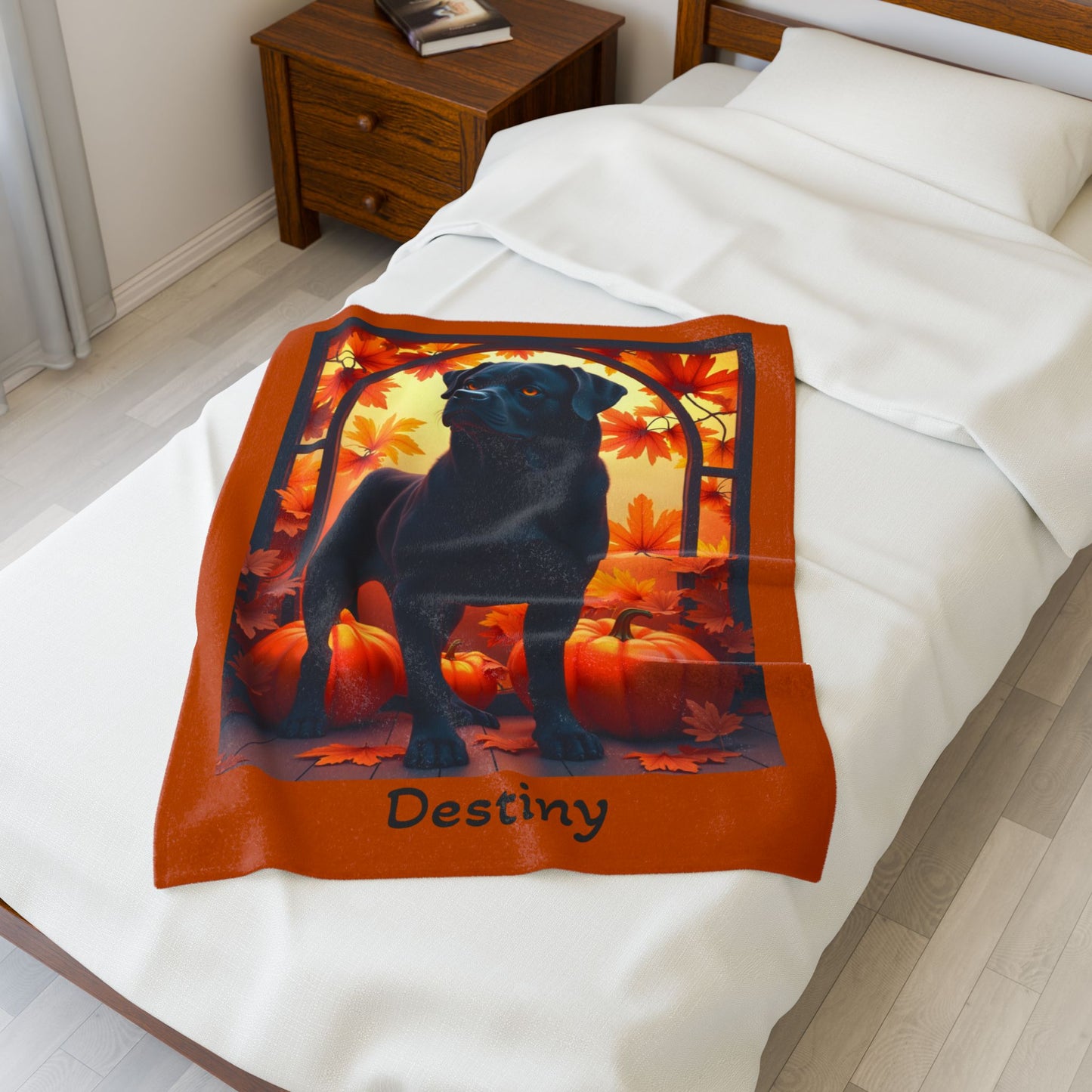Rottweiler Black Coat Velveteen Blanket, Personalized Plush Dog Throw, Dog Owner Gift