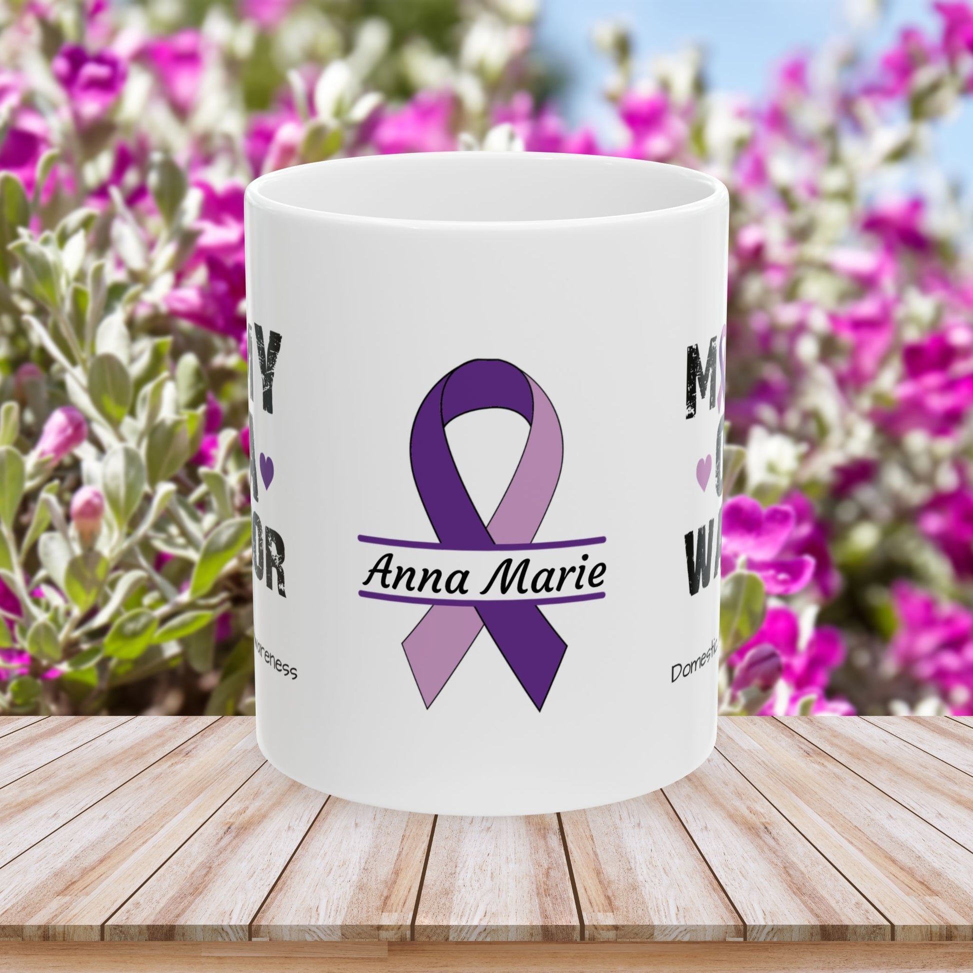 Mommy of a Warrior - Personalized Domestic Violence Awareness Gift, Empowerment and Resilience Ceramic Mug, Support for Survivors