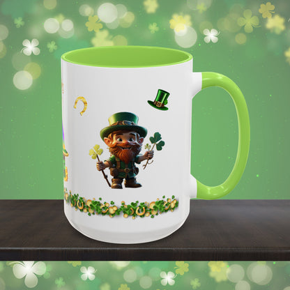 Lucky Leaf Labyrinth: St. Patrick's Day Two-Tone Coffee Mug - Festive Ceramic Mug for Positivity & Mindfulness