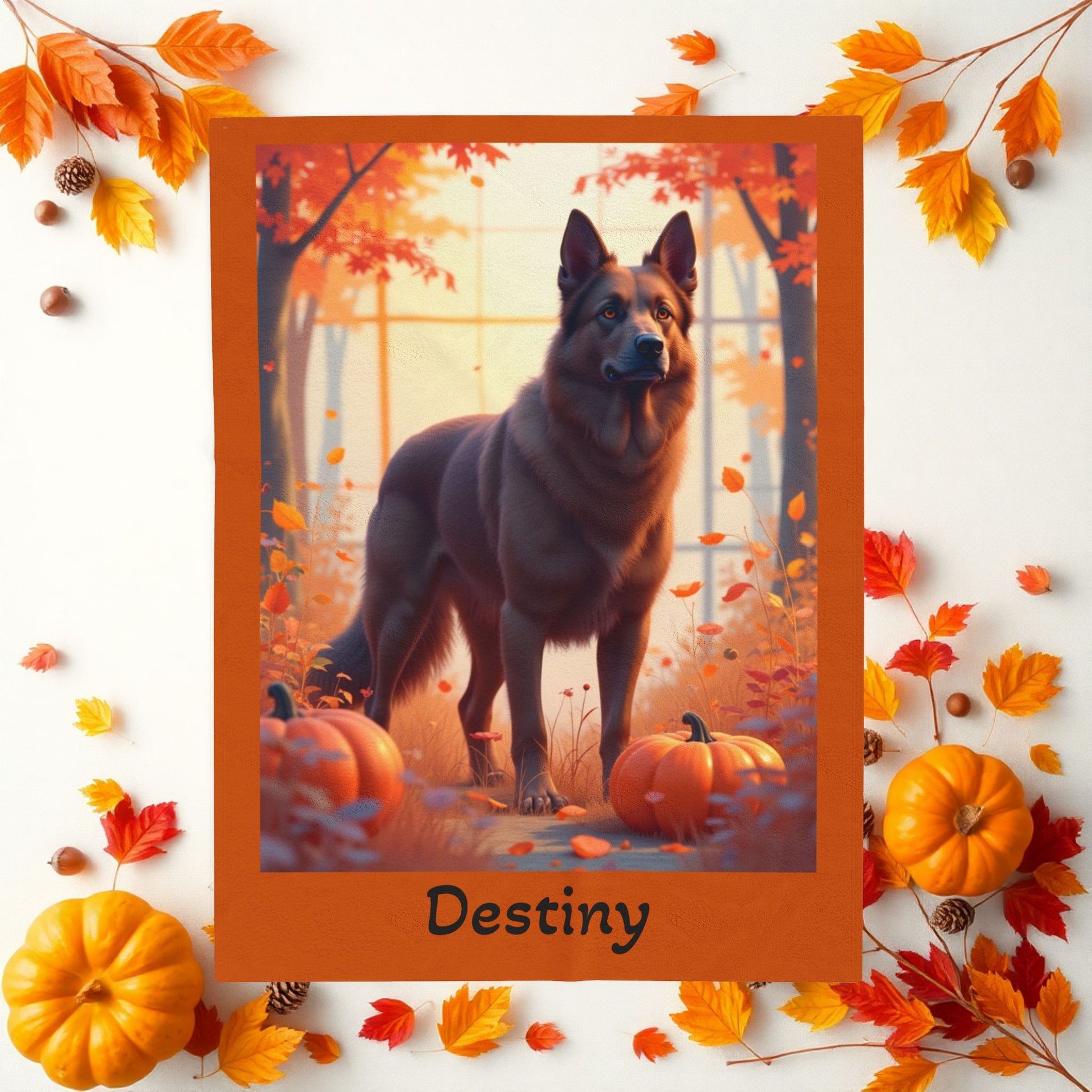 Liver German Shepherd velveteen plush blanket, custom dog throw, cozy gift for loyal GSD parents - MySisterIsASurvivor