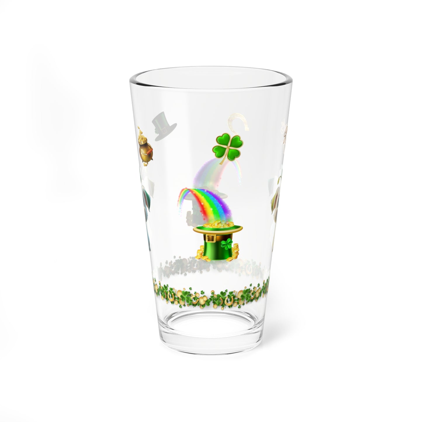 Gaelic Gratitude Puppy: Mindful St. Patrick's Day 16oz Pint Glasses - Festive Design for Positivity & Wellness