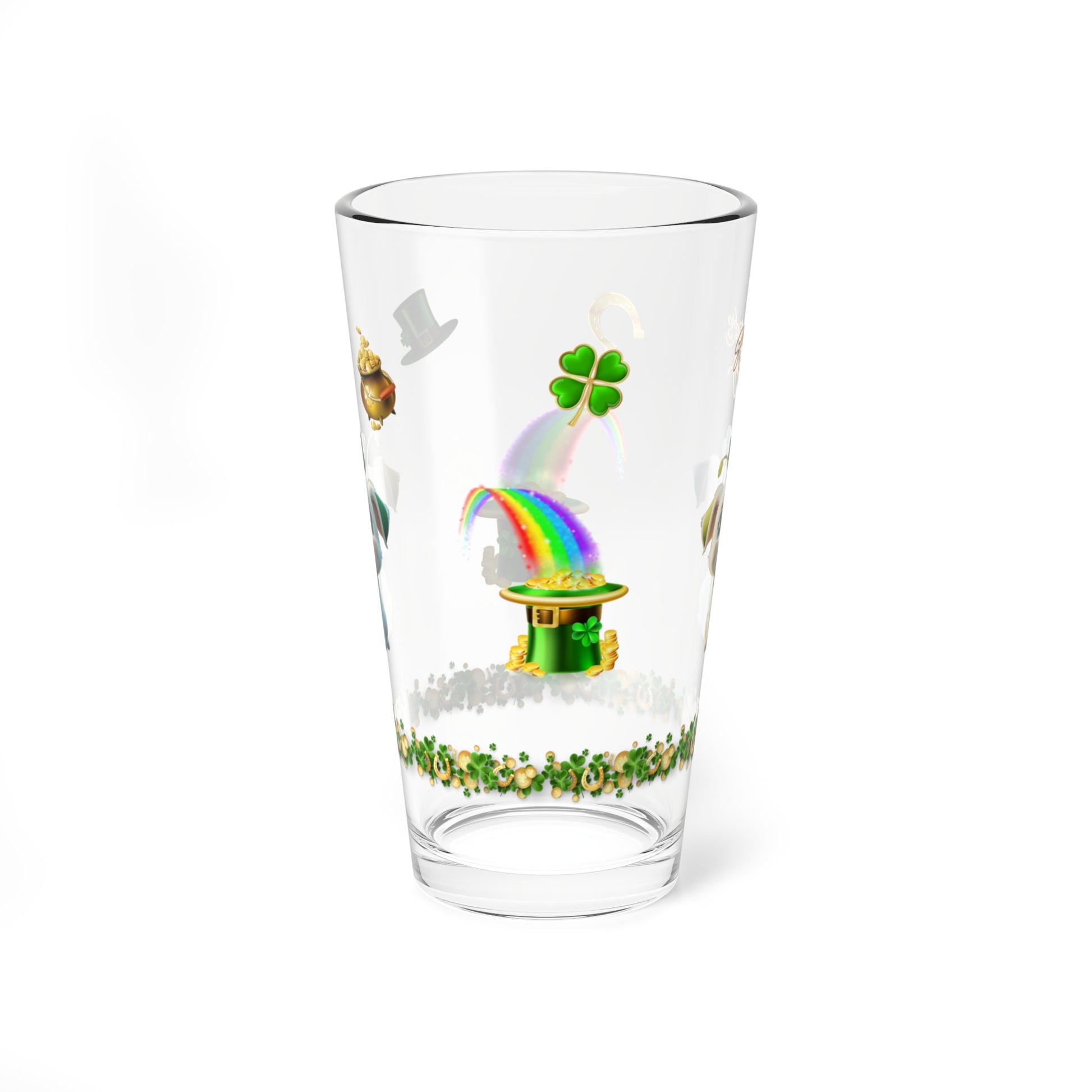 Gaelic Gratitude Puppy: Mindful St. Patrick's Day 16oz Pint Glasses - Festive Design for Positivity & Wellness