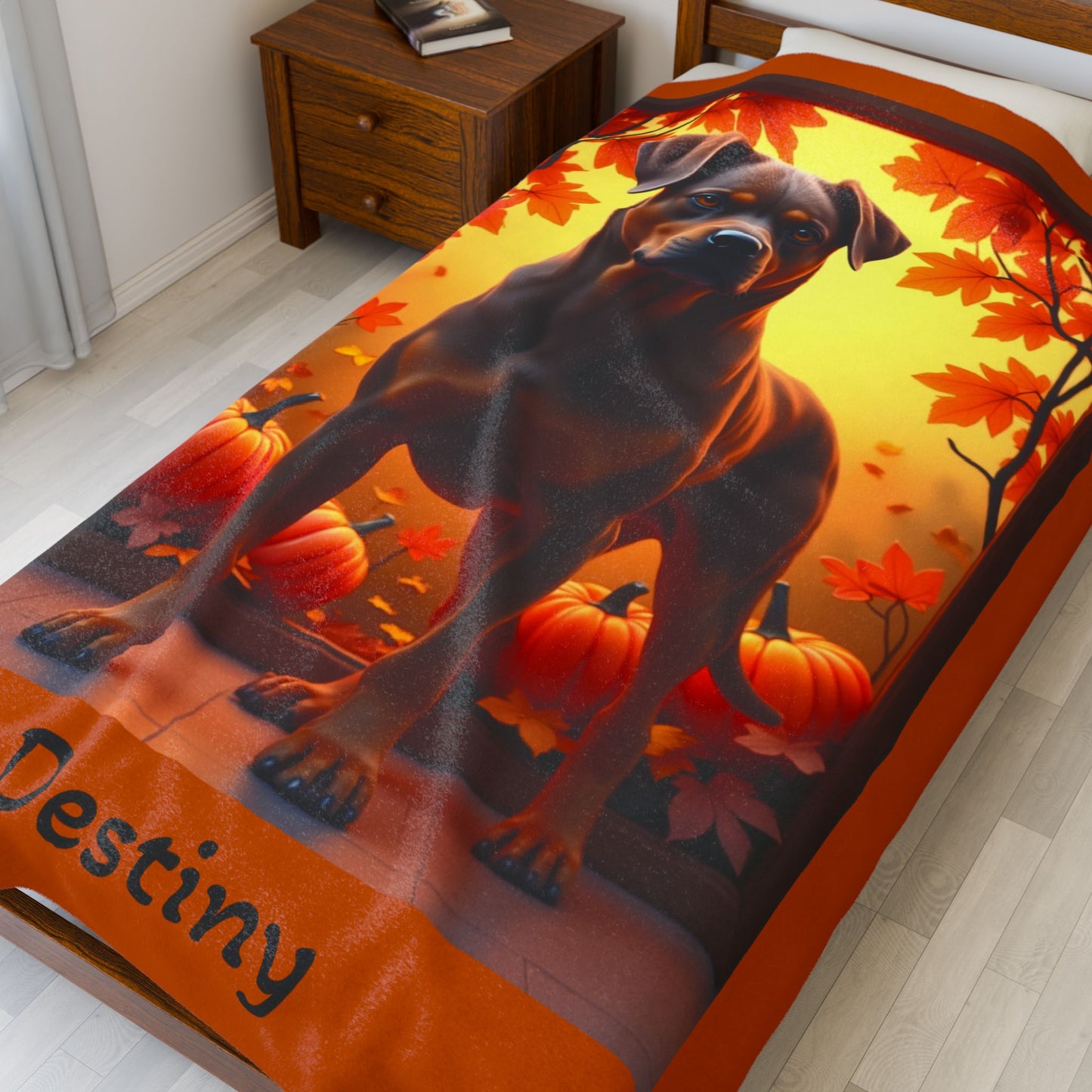 Chocolate and Tan Rottweiler velveteen plush blanket, personalized dog throw for Rottweiler owners - MySisterIsASurvivor