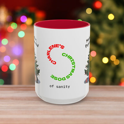 Mentally Festive, Physically Exhausted - Christmas Mug with Colorful Design and Accent Color