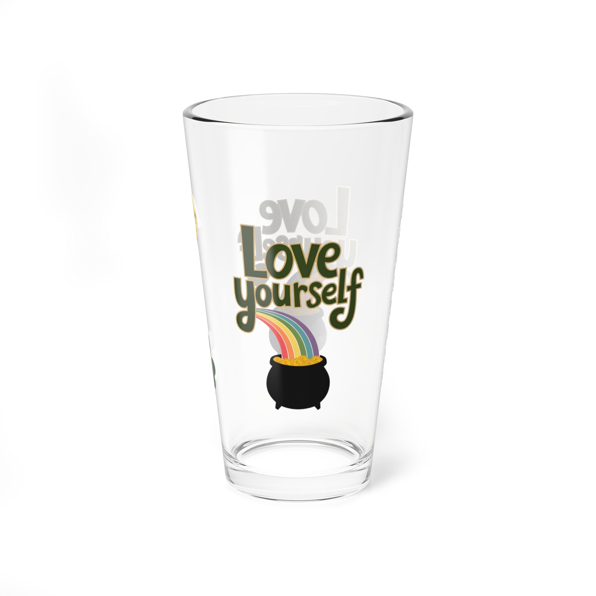 Love Yourself: Personalized St. Patrick's Day Pint Glass - Customizable Name for Happiness and Positivity