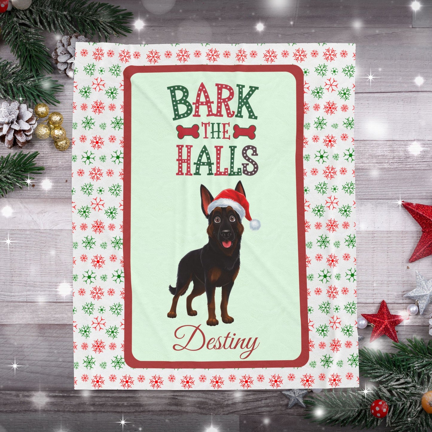 German Shepherd (Bi-Color) Velveteen Blanket - Cozy holiday dog throw, personalized gift for pet lovers