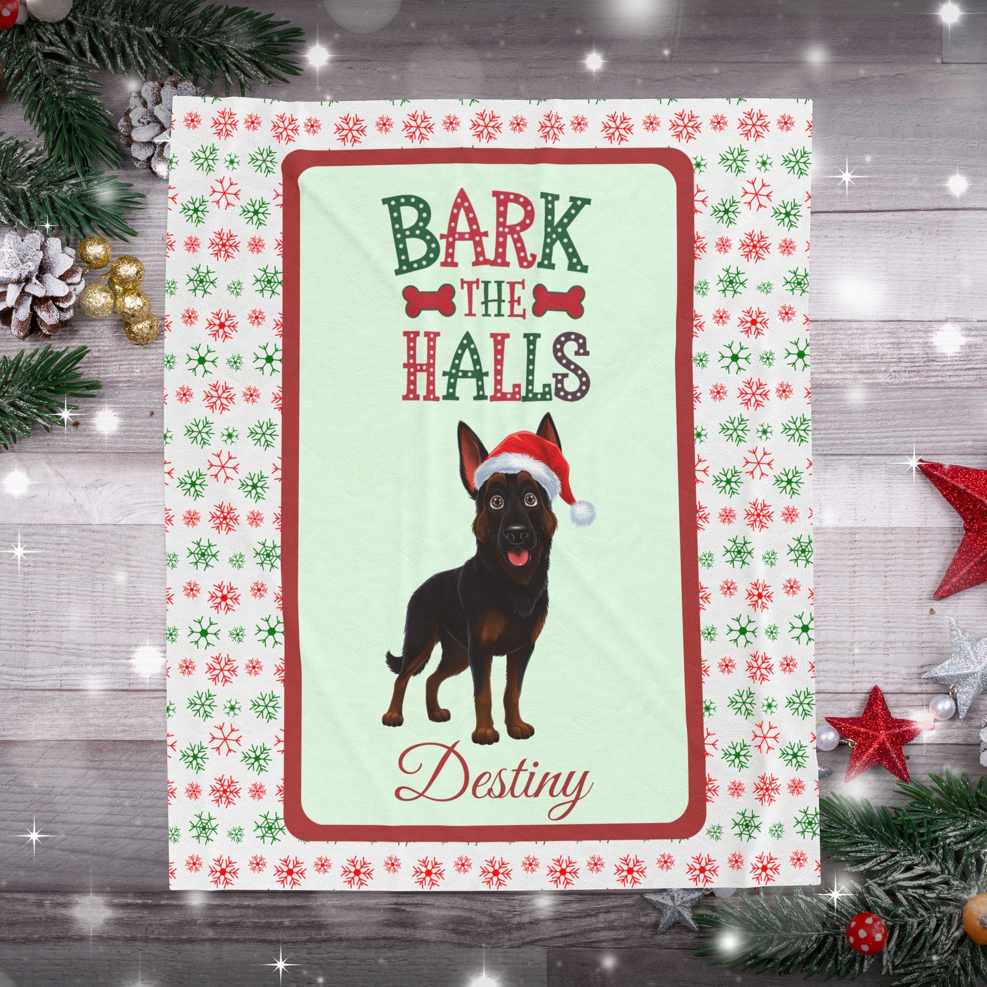 German Shepherd (Bi-Color) Velveteen Blanket - Cozy holiday dog throw, personalized gift for pet lovers