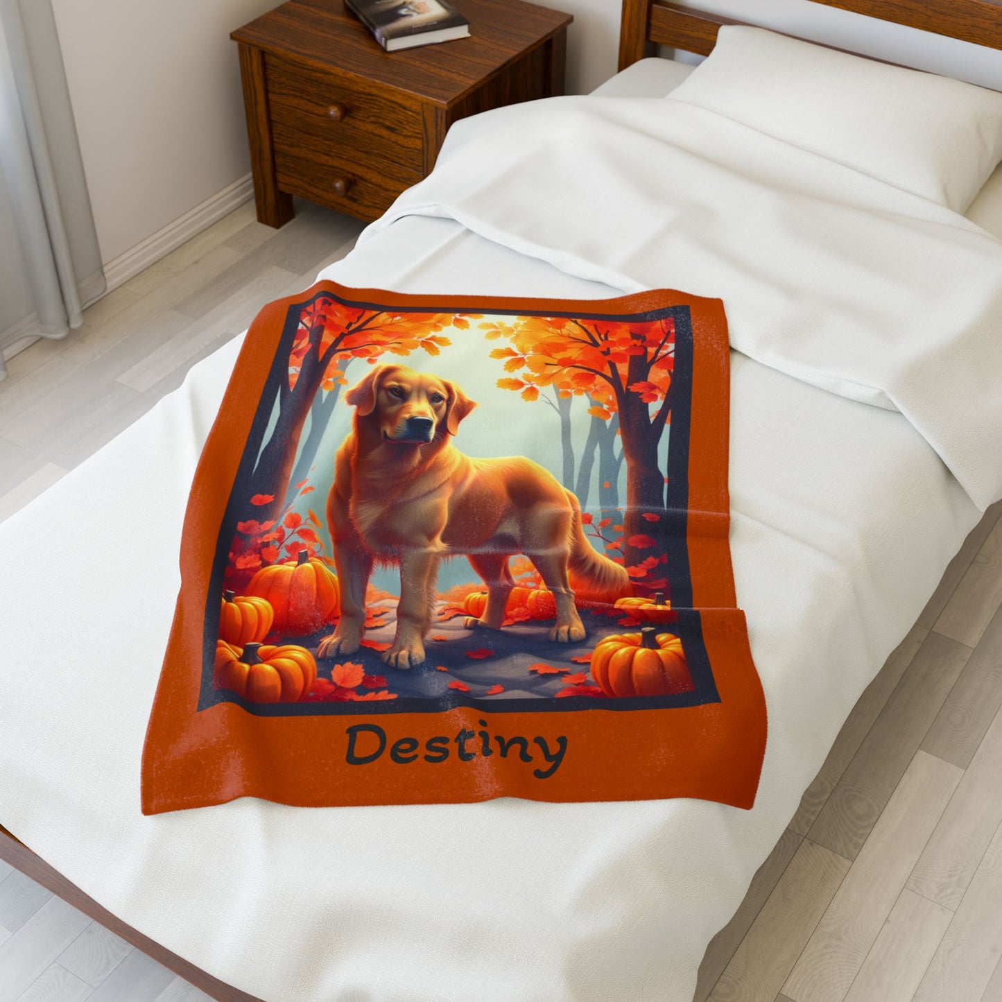 Golden Retriever velveteen plush blanket, personalized dog throw for Retriever owners - MySisterIsASurvivor