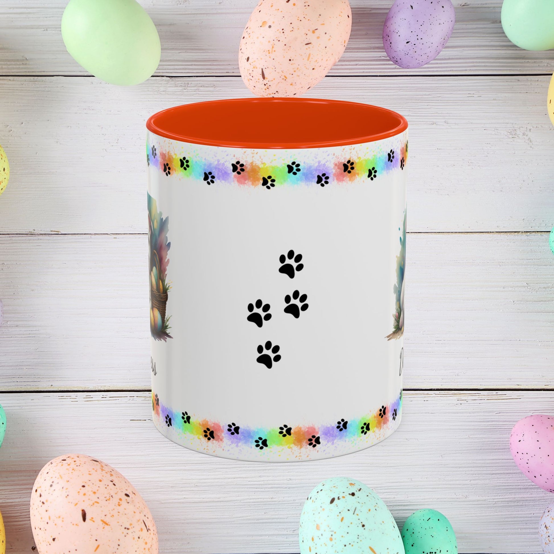 Pitbull (White): Personalized Easter Puppy Coffee Mug - Adorable Dog Design, Mental Health Gift, 11oz & 15oz, 12 Color Choices, Easter Gifts & Décor