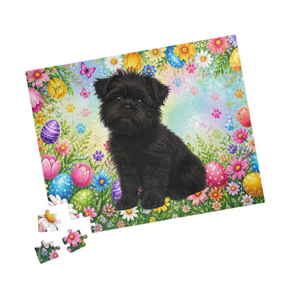 Affenpinscher Easter Puppy Puzzle - Spring Garden with Eggs, Tulips, and Daisies