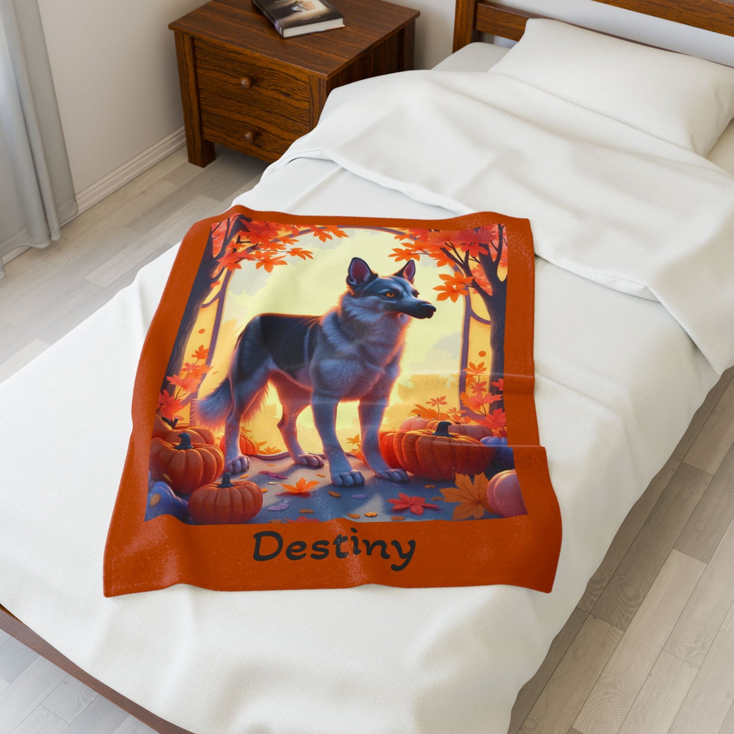 Black and Silver German Shepherd velveteen plush blanket, custom dog throw for GSD owners - MySisterIsASurvivor