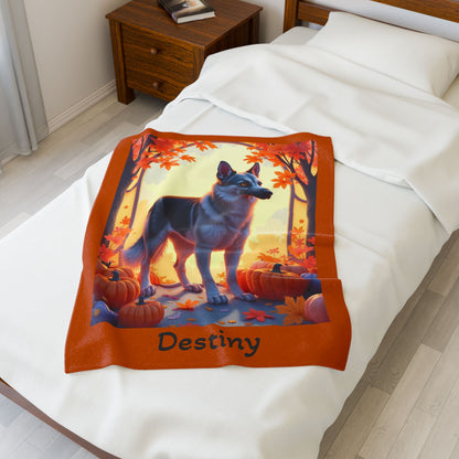Black and Silver German Shepherd velveteen plush blanket, custom dog throw for GSD owners - MySisterIsASurvivor