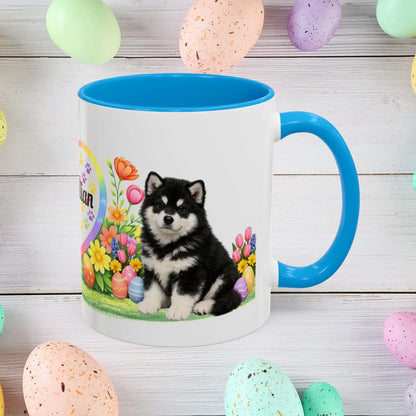 Shop our alaskan malamute black white puppy easter mug featuring the 11oz style option from MySisterIsASurvivor.