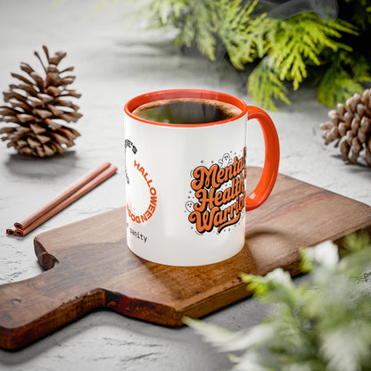 Mental Health Warrior - Personalized Halloween Mug for Survivors Who Keep Showing Up