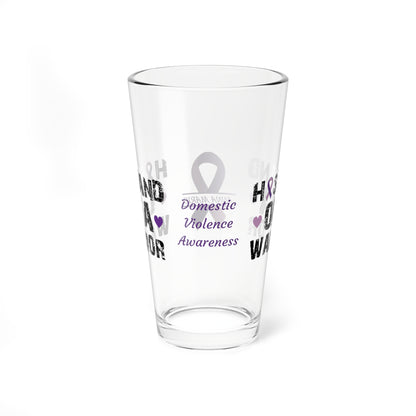 Husband of a Warrior: Personalized Domestic Violence Awareness Warrior Pint Glass - Proud Family Member