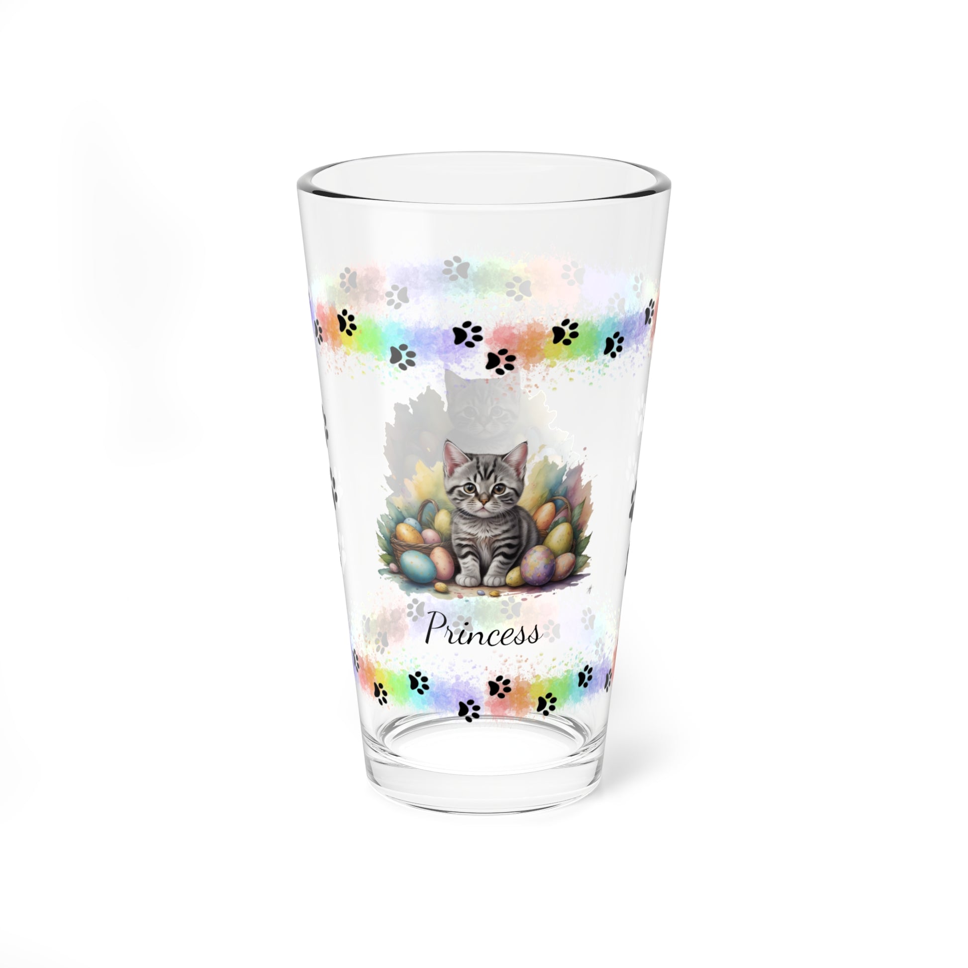 American Shorthair Easter Kitten 16oz Pint Glass - Personalized Cat-Themed Gift, Mental Health Drinkware, Holiday Décor & Easter Celebration