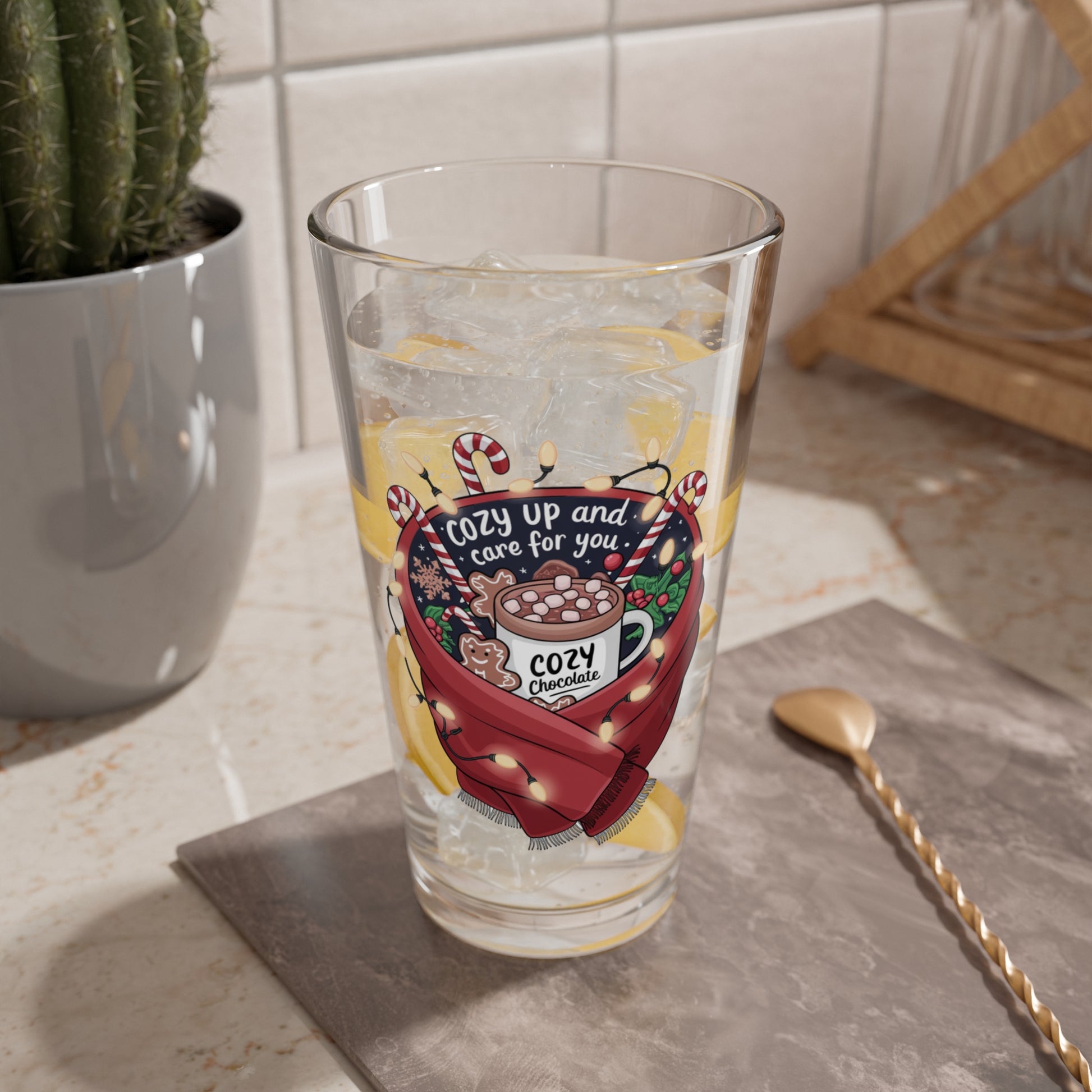Cozy Up And Care For You, Christmas Pint Glass, 16oz