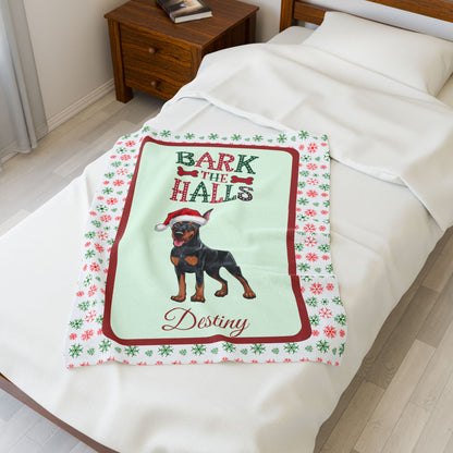 Doberman Pinscher (Black & Rust) Velveteen Blanket - cozy holiday dog throw, personalized gift for Doberman lovers