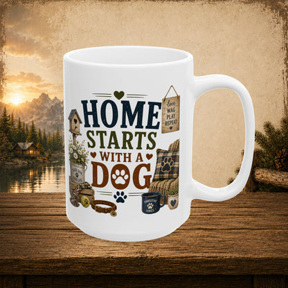 Home starts with a dog personalized mug, heartfelt gift for dog lovers