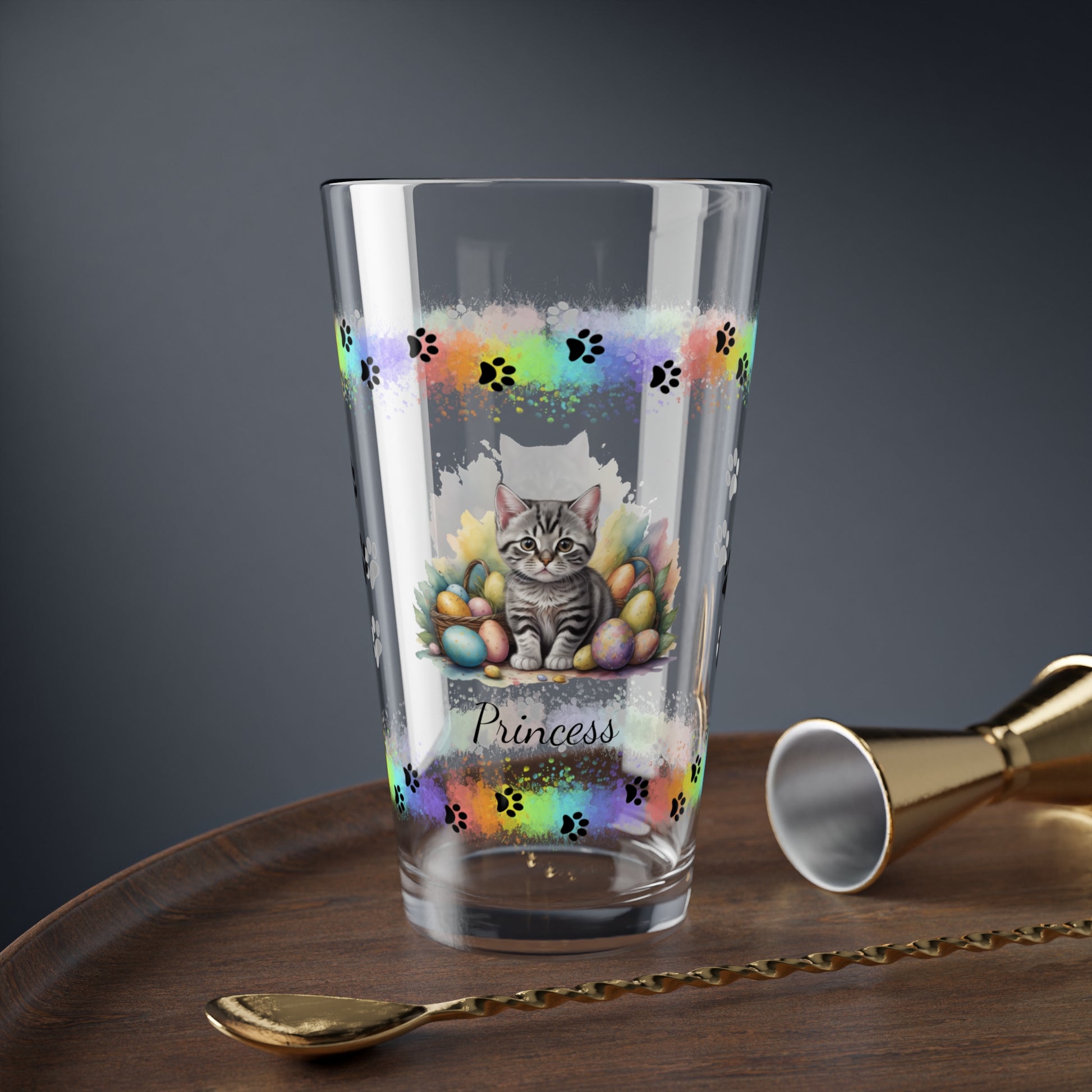 American Shorthair Easter Kitten 16oz Pint Glass - Personalized Cat-Themed Gift, Mental Health Drinkware, Holiday Décor & Easter Celebration