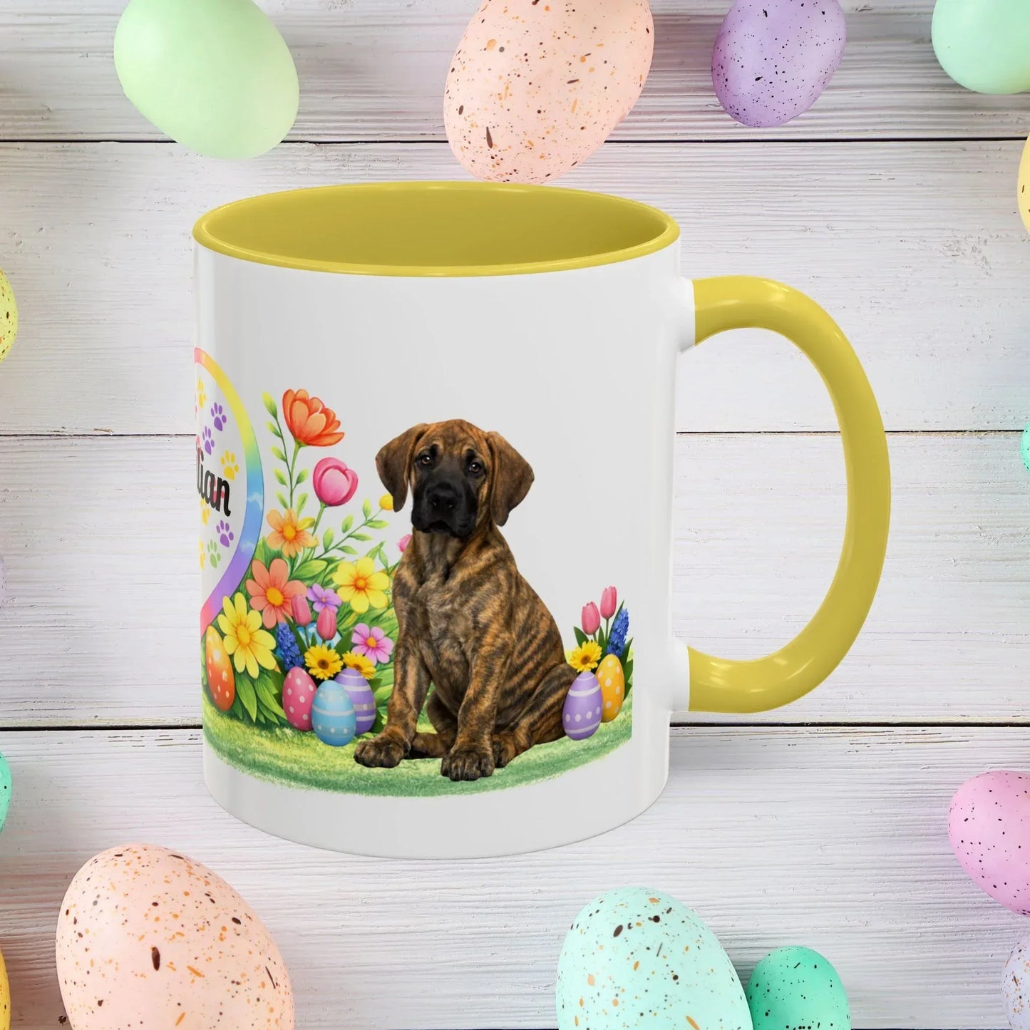 Shop our great dane brindle puppy easter mug featuring the 15oz style option from MySisterIsASurvivor.