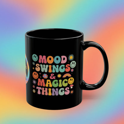 Mood Swings & Magic Things personalized retro 70s mug, groovy mental health coffee cup - MySisterIsASurvivor