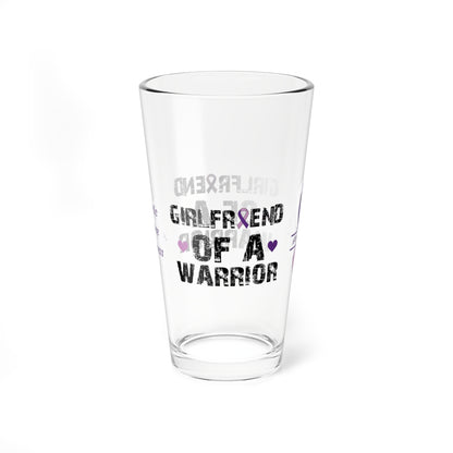 Girlfriend of a Warrior: Personalized Domestic Violence Awareness Warrior Pint Glass - Proud Family Member