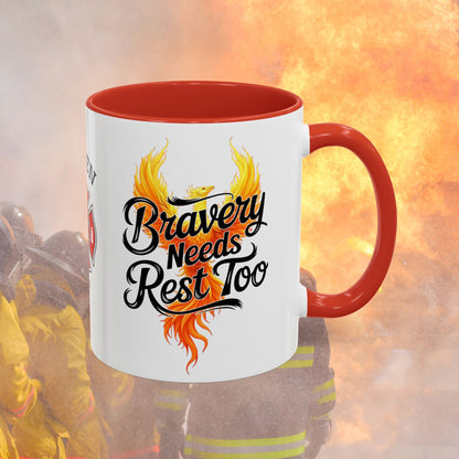 Firefighter Support Custom Mug - Bravery Needs Rest Too | Custom Firefighter Wellness & Appreciation Mug