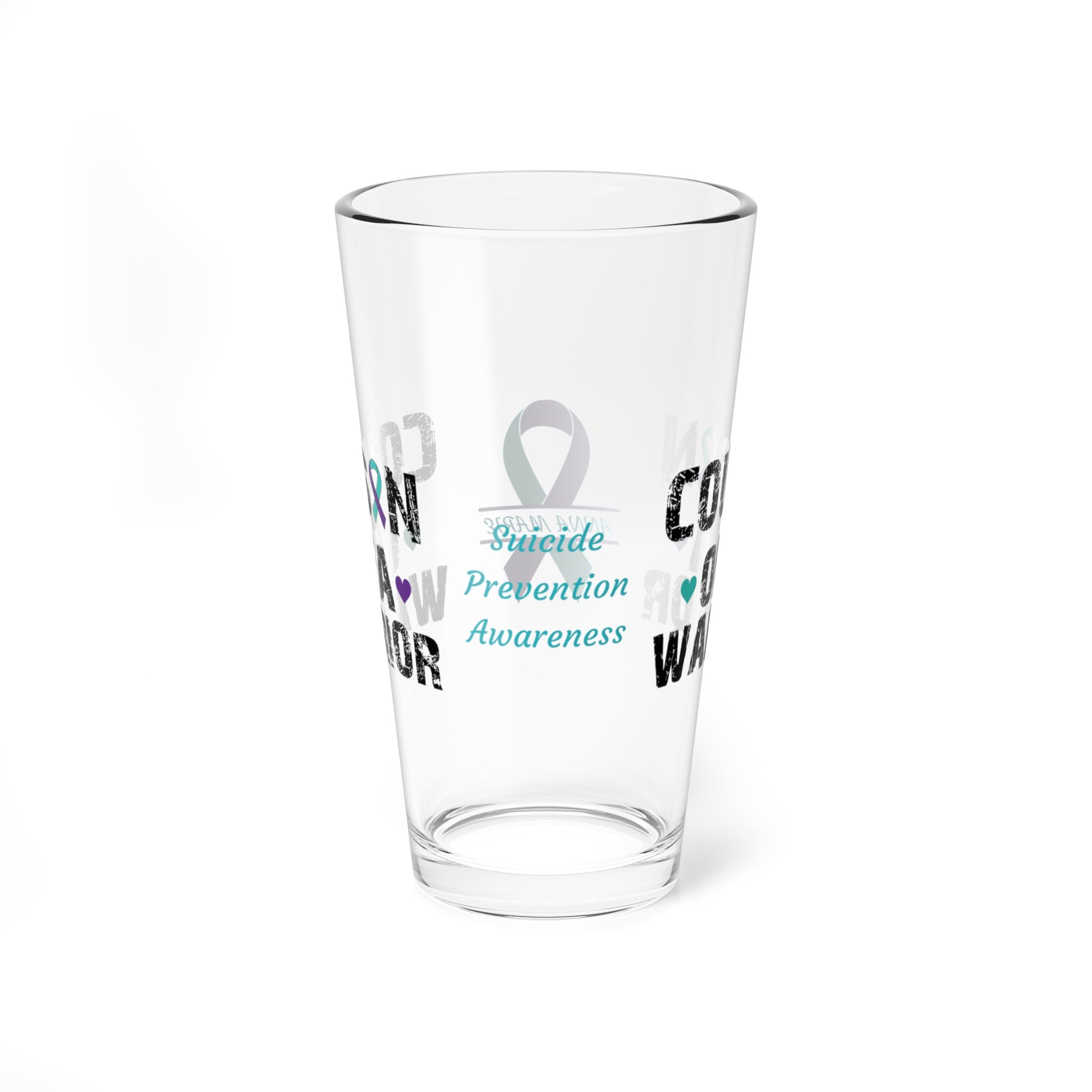 Cousin of a Warrior: Personalized Suicide Prevention Awareness Warrior Pint Glass - Proud Family Member