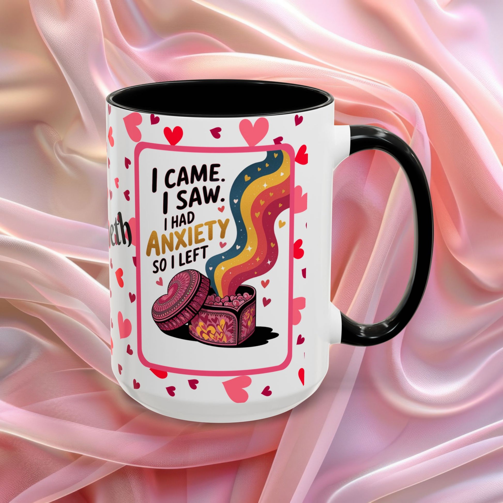I Came I Saw Valentines mug with bold motivational message, empowering Valentine coffee cup design