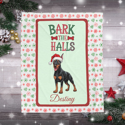Doberman Pinscher (Black & Rust) Velveteen Blanket - cozy holiday dog throw, personalized gift for Doberman lovers