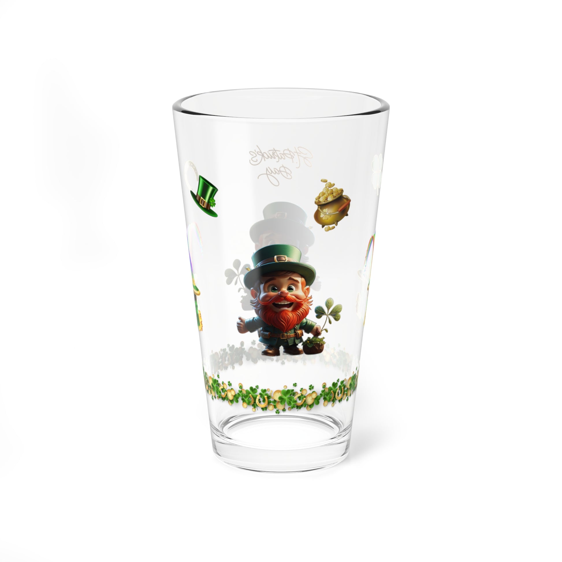 Leprechaun Glee: Mindful St. Patrick's Day 16oz Pint Glasses - Festive Design for Positivity & Wellness