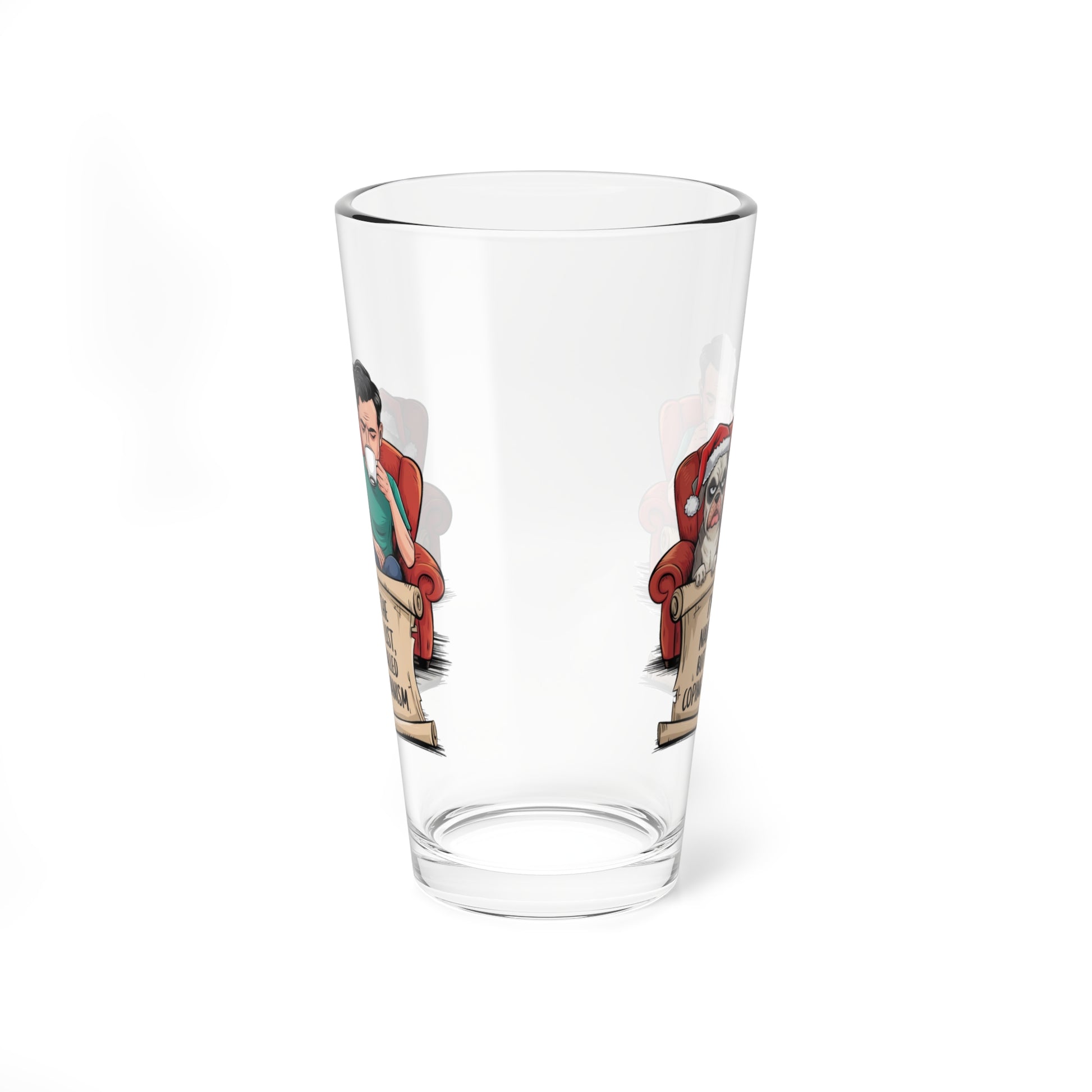 I'm On The Naughty List, But It's Called Coping Mechanism, Christmas Pint Glass, 16oz