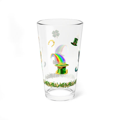 Serene Shamrock Kitty: Mindful St. Patrick's Day 16oz Pint Glasses - Festive Design for Positivity & Wellness