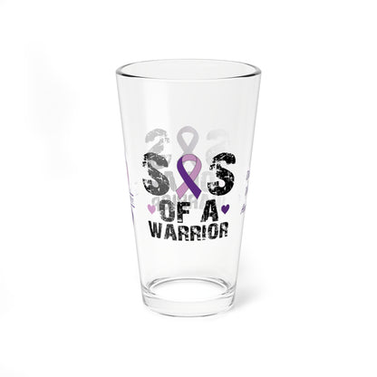 Sis of a Warrior: Personalized Domestic Violence Awareness Warrior Pint Glass - Proud Family Member