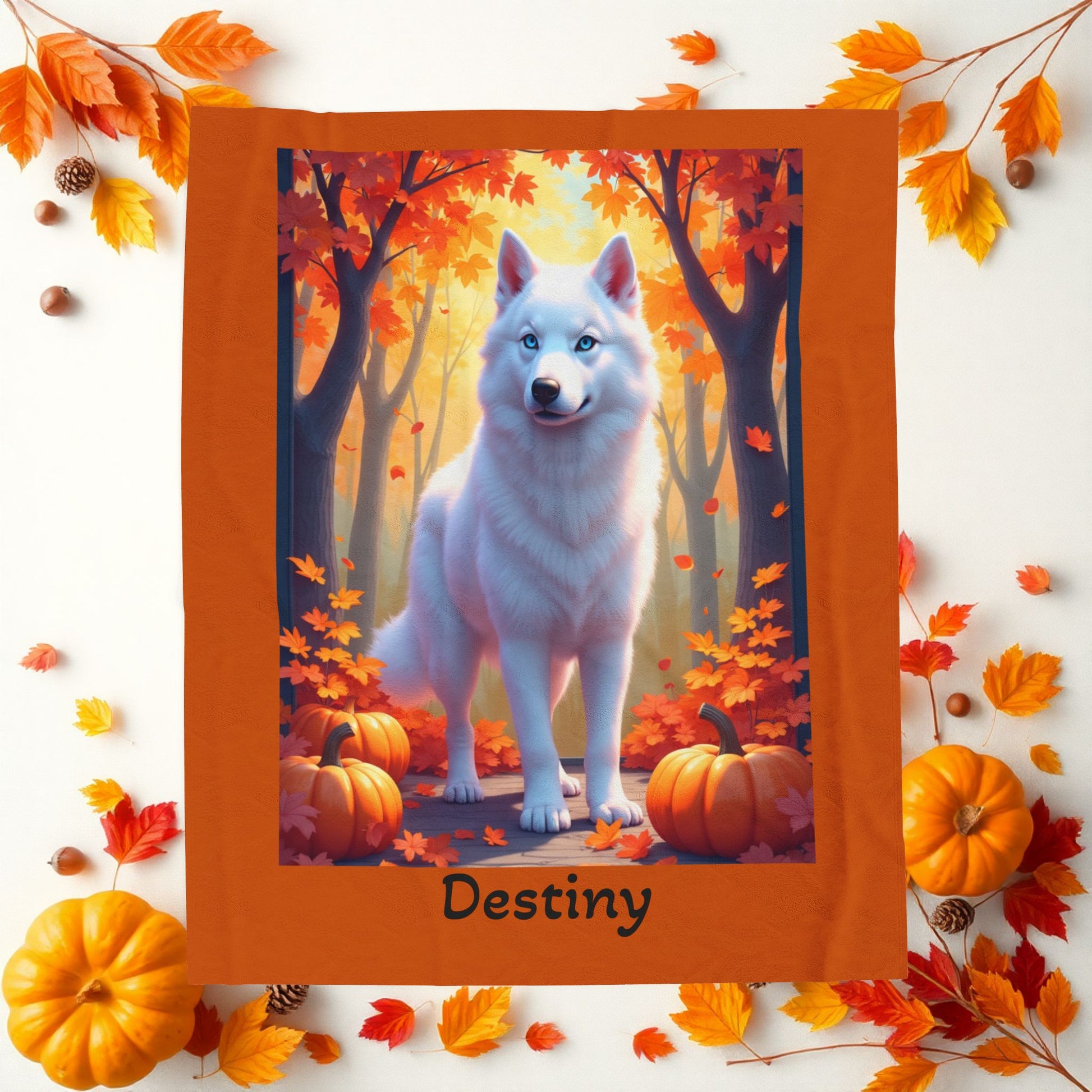 White Husky blue eyes velveteen plush blanket, personalized dog throw for Husky parents - MySisterIsASurvivor