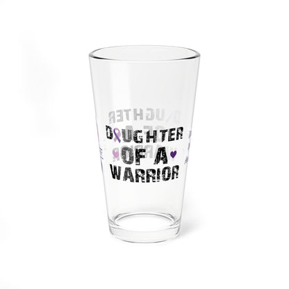 Daughter of a Warrior: Personalized Domestic Violence Awareness Warrior Pint Glass - Proud Family Member